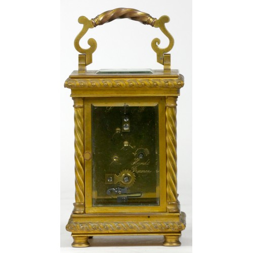 311 - A French lacquered brass carriage clock, early 20th century, eight day movement stamped Made In Fran... 