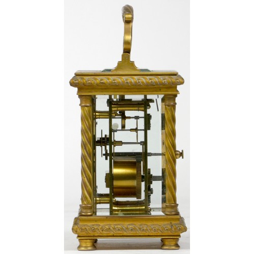 311 - A French lacquered brass carriage clock, early 20th century, eight day movement stamped Made In Fran... 