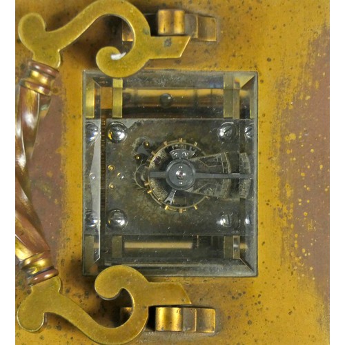 311 - A French lacquered brass carriage clock, early 20th century, eight day movement stamped Made In Fran... 