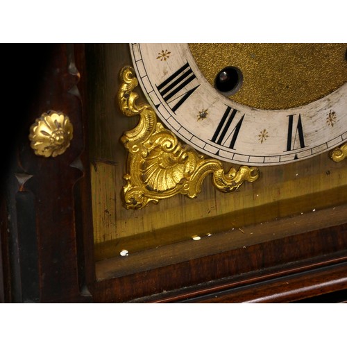 318 - A late 19th early 20th Century German mahogany cased bracket clock, the break-arched dial with silve... 