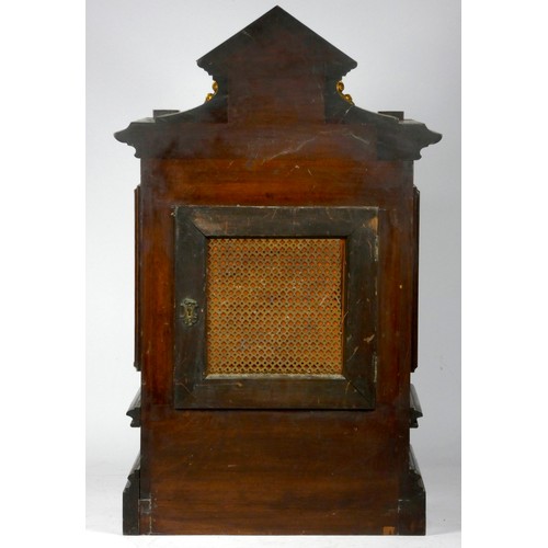 318 - A late 19th early 20th Century German mahogany cased bracket clock, the break-arched dial with silve... 