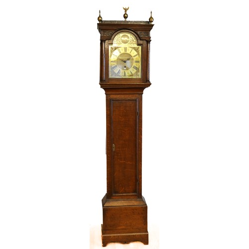 322 - A late 19th century oak longcase clock, the brass dial with Roman numerals, inscribed James Smyth Sa... 