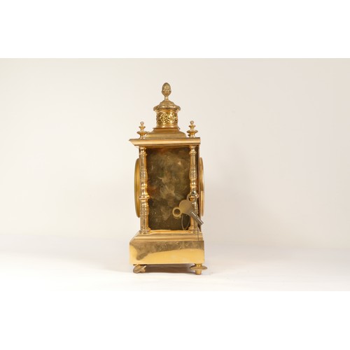 324 - A.C. Richard & Cie, Paris, a late 19th century French gilt brass mantel clock, architectural case, t... 