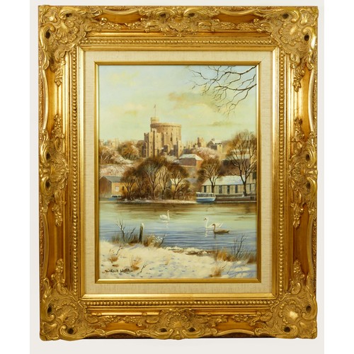 343 - Kevin Walsh (b.1950), Windsor castle From The Thames, oil on canvas, signed lower left, 29.5 x 39.5c... 