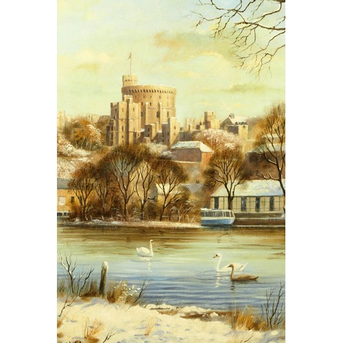 343 - Kevin Walsh (b.1950), Windsor castle From The Thames, oil on canvas, signed lower left, 29.5 x 39.5c... 