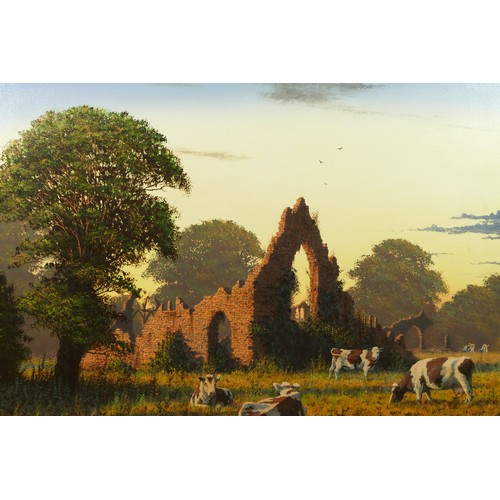 347 - Edward Hersey (b.1948), Cattle Grazing In Abbey Grounds, oil on canvas, signed lower left, 60 x 44.5... 