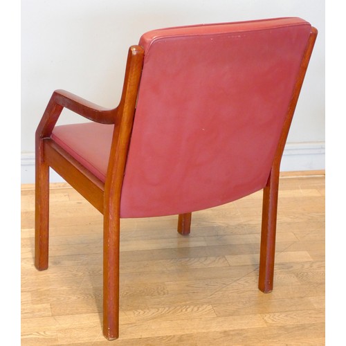 368 - A set of four mid 20th century Howard Keith carver chairs, burgundy leather upholstered seats and ba... 