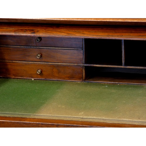 379 - A Victorian rosewood & mahogany bureau desk having a twin door bookcase top with optional top sectio... 