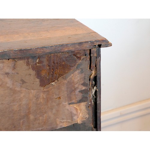 395 - A 19th century oak and parquetry inlay chest of drawers, having thumbnail edged top, over two short ... 