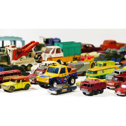 A Collection Of Playworn Die cast Vehicles To Include Makers Such As 