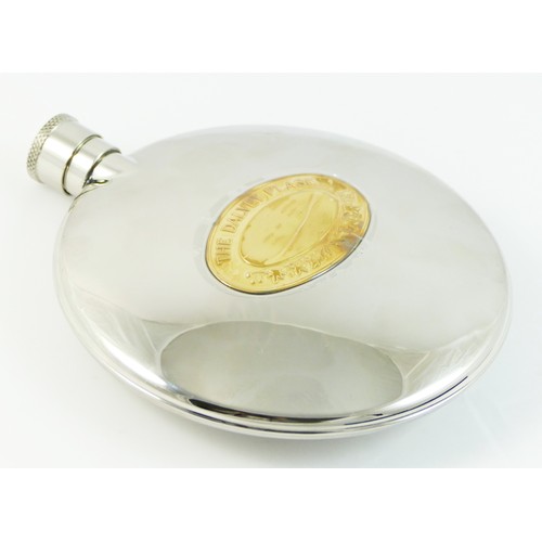 100 - Grants of Dalvey, a circular hip flask with hidden collapsible toddy cup, diameter 13cm, unused and ... 