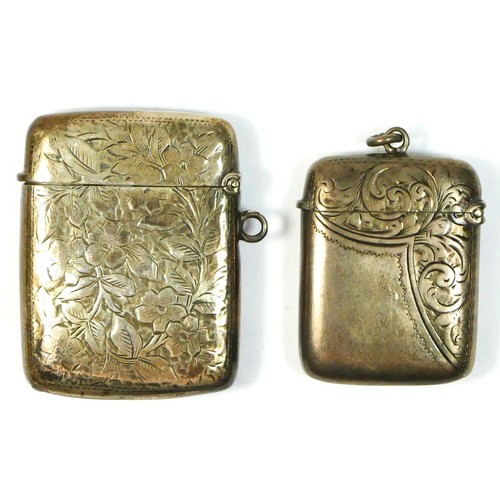 101 - A Victorian silver vesta case, Birmingham 1900, monogramed and another Birmingham 1897, 41.6gm