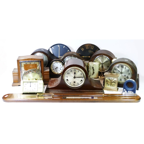 A collection of mantel clocks, carriage clocks and anniversary clocks