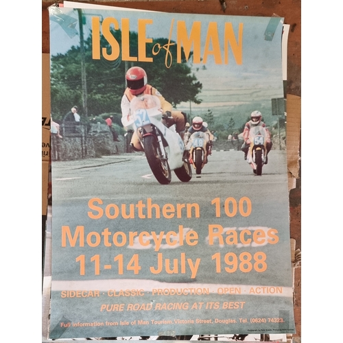 4 - Seven Isle of Man motorcycle posters, TT, Southern 100, c1988-97, a Lombard RAC poster and another p... 