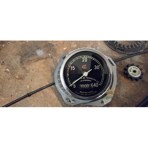 124 - A Smiths X44508 40mph speedo, a Precision Products 40mph speedo, both appear to have been restored, ... 