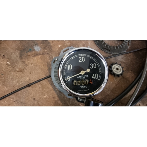 124 - A Smiths X44508 40mph speedo, a Precision Products 40mph speedo, both appear to have been restored, ... 