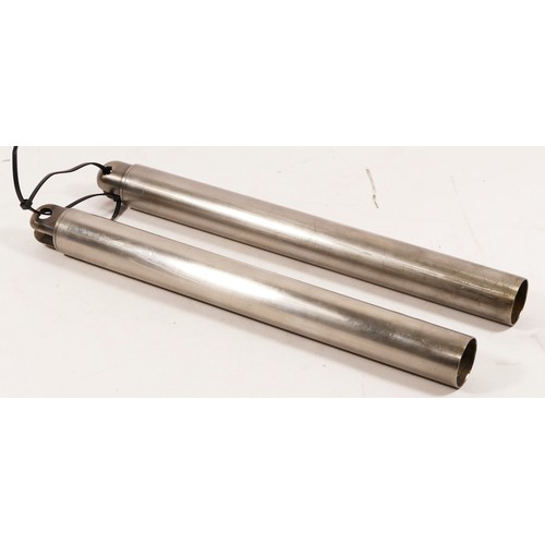 85 - N.O.S., a pair of Vincent Comet/twin stainless steel front inner spring cases, 28.5cm overall