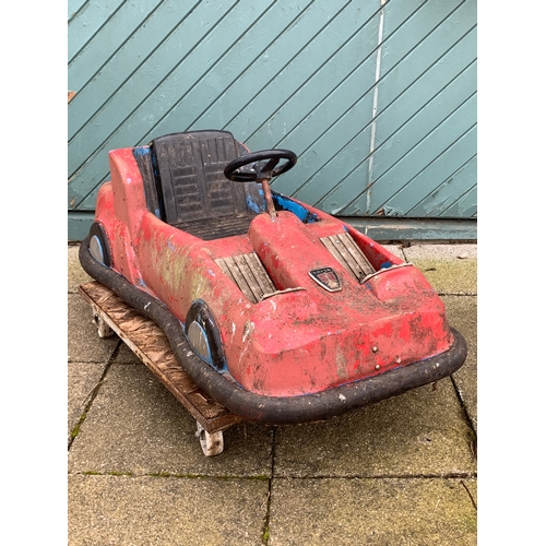 79 - A fairground ride vehicle in the form of a sports car, with applied Rover badge, with bumper car sty... 