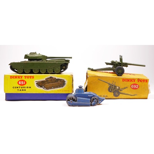 82 - A Dinky Toys Military Vehicle, Centurion Tank, 651, original box, together with a Dinky Toys 5.5 Med... 