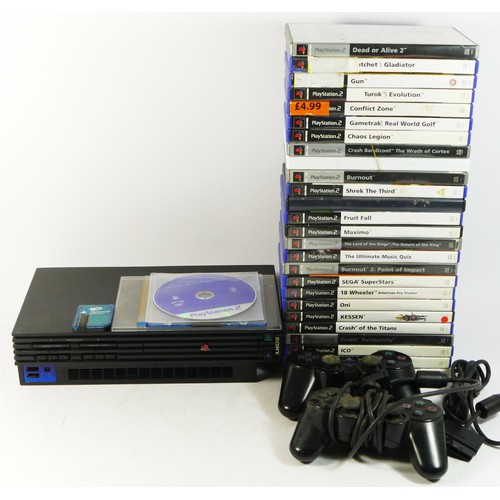 96 - A Sony Playstation 2 console (serial No B3060098), together with a memory card and two controllers, ... 