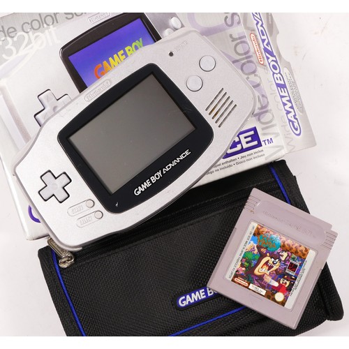 A Nintendo Game Boy Advance, in limited edition Platinum colourway