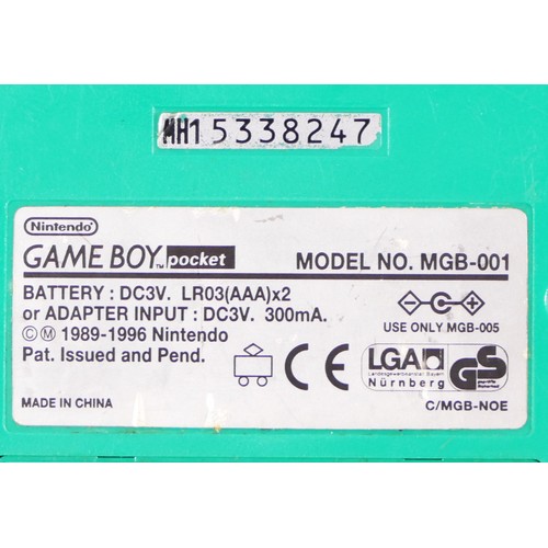 110 - A Nintendo Game Boy Pocket, in green colourway, model No MGB-001 (serial No MH15338247), together wi... 