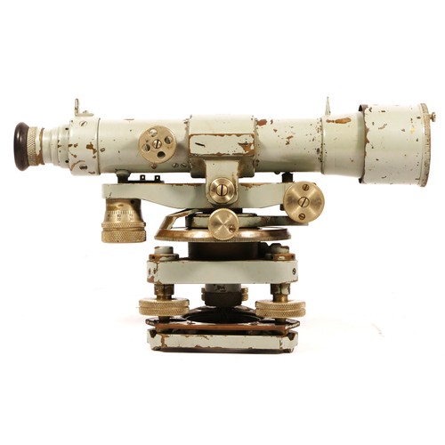 159 - A A.H. Hall & Bros theodolite, serial No 53614, 27cm long, with accessories, in a wooden case with a... 