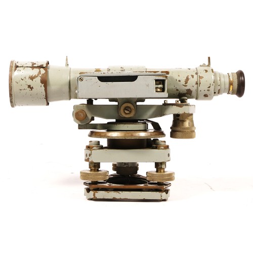 159 - A A.H. Hall & Bros theodolite, serial No 53614, 27cm long, with accessories, in a wooden case with a... 