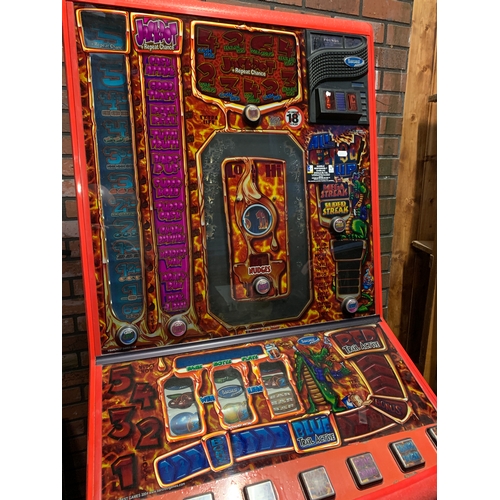 245 - A Barcrest Games electronic fruit machine, All Fired Up (serial No B3419), with a £5 jackpot, cabine... 