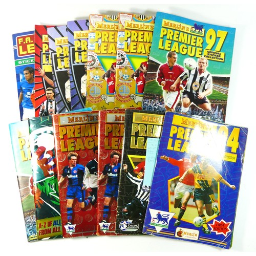 270 - Thirteen Premier League sticker albums, to include Merlin's Premier League 94, Merlin's Premier Leag... 