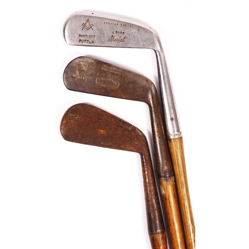 285 - A hickory shafted Rustless Putter, special forged, S. Parr, Special, with Masonic square and compass... 