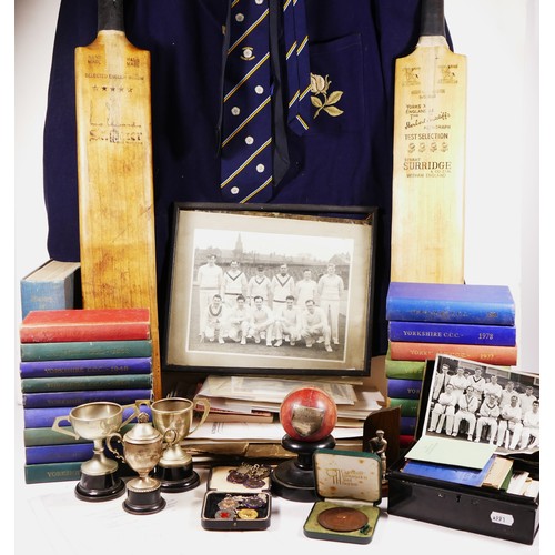 281 - Of Yorkshire cricket interest; a collection of ephemera related to George Cawthray, to include two s... 