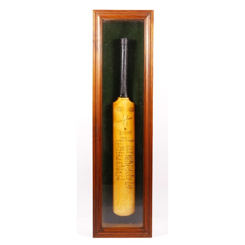 282 - A small cricket bat with facsimile signatures of the 1946-47 Australia v England teams, bat, 43cm, c... 