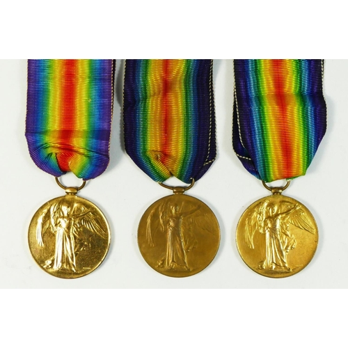 302 - WWI, three Victory medals, awarded to S-5376 Pte. J. McAdam, Seaforth Highlanders, M2-121852 Pte. A.... 