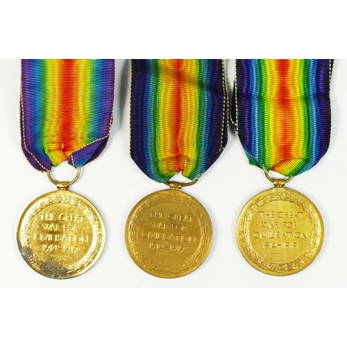 302 - WWI, three Victory medals, awarded to S-5376 Pte. J. McAdam, Seaforth Highlanders, M2-121852 Pte. A.... 