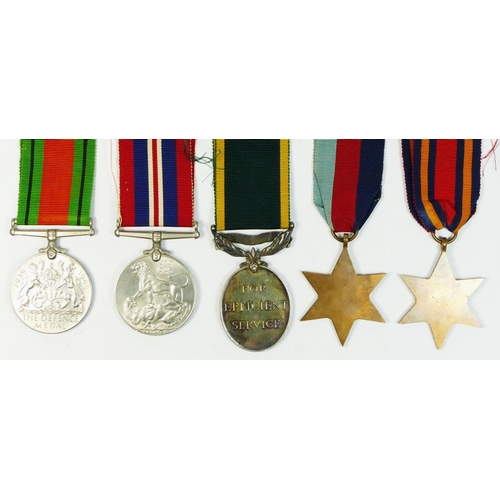 307 - WWII group of five, Territorial awarded to 875258 Sgt. R.S. Barter R.A., 1939-1945 Star, Burma Star,... 