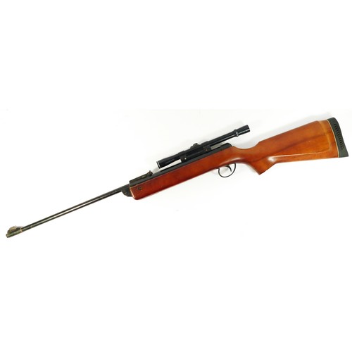 340 - A BSA Guns .22 cal air rifle, stamped T 6525 on hinge, includes BSA 4x20 optic, rubberised butt stoc... 