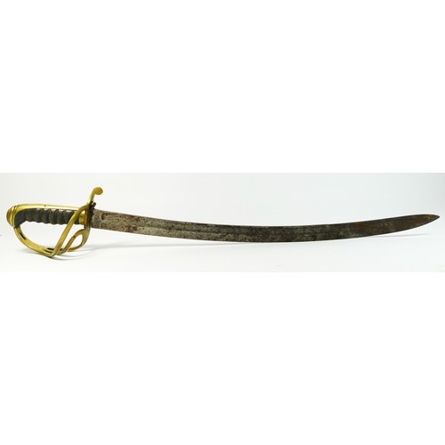 332 - A 19th century light cavalry sabre, with brass guard and ray skin grip, length of blade 61cm. PLEASE... 