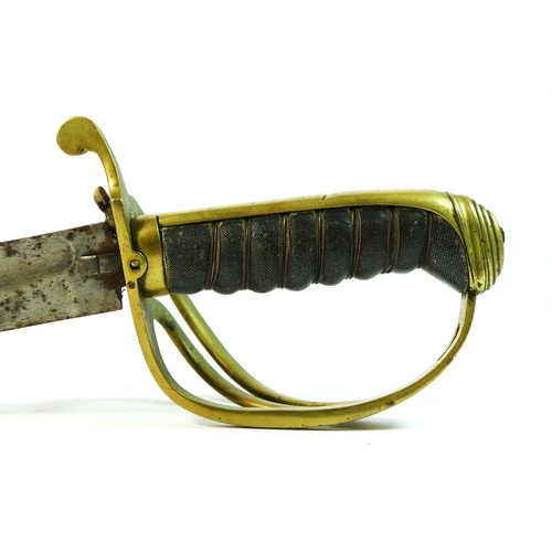 332 - A 19th century light cavalry sabre, with brass guard and ray skin grip, length of blade 61cm. PLEASE... 