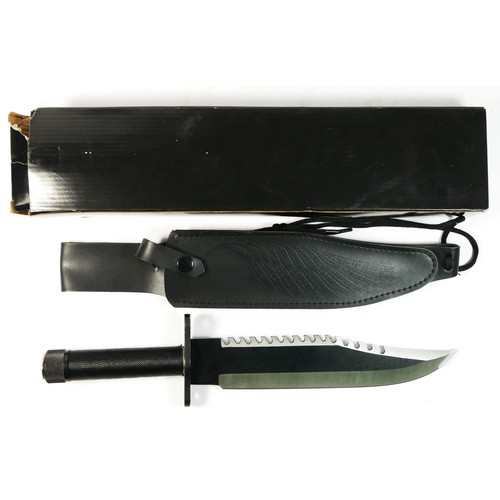 331 - A modern reproduction huntsman style knife removable compass, with leatherette scabbard with belt lo... 