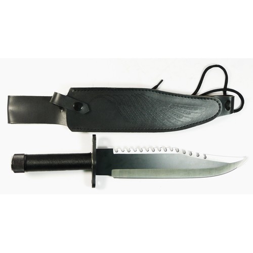 331 - A modern reproduction huntsman style knife removable compass, with leatherette scabbard with belt lo... 