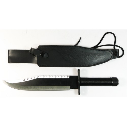 331 - A modern reproduction huntsman style knife removable compass, with leatherette scabbard with belt lo... 