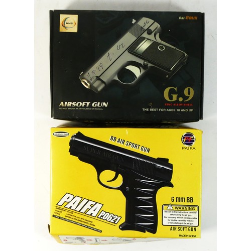 337 - A MMS G.9 air pistol, spring powered, original box, together with a Paifa P.0621 Super Air Gin, spri... 