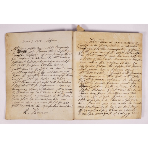 280 - Book. Manuscript biography of sculptor John Thomas by his brother Robert Thomas. 90 leaves written o... 