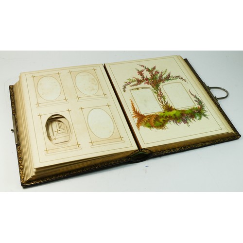 251 - A Victorian tooled Herborita photograph album, with printed floral designs, 30 x 23 x 6cm