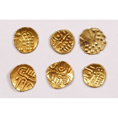 359 - Rajahs of Cochin & Kalicut, six gold Fanams, 2.2gm.
Provenance; purchased Ian Johnson Coins, Manches... 