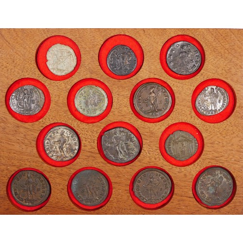 362 - Roman Imperial, Constantine various bronze coins AF Follis (14), tray not included.