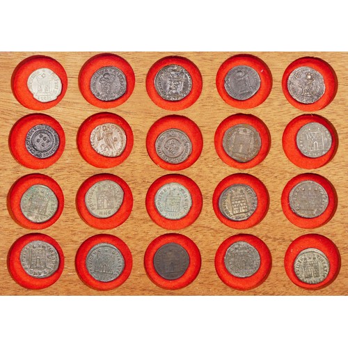 365 - Roman Imperial, Constantine various bronze coins AF Follis (20), tray not included.