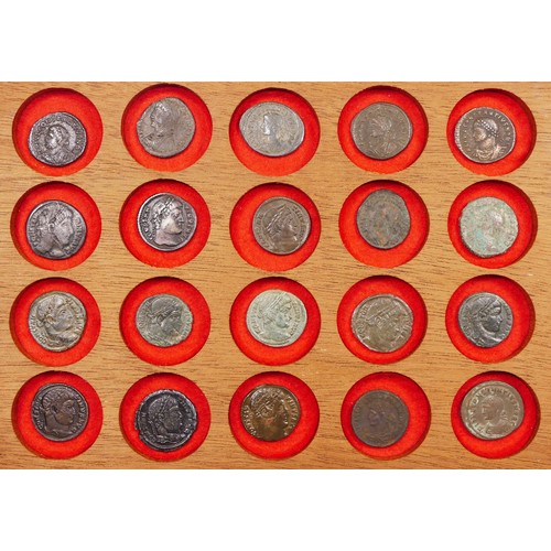 368 - Roman Imperial, Constantine various bronze coins AF Follis (20), tray not included.