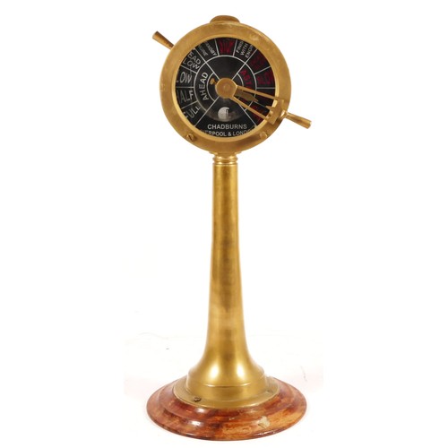 259 - A double face ships telegraph clock, by Chadburns of Liverpool & London, brass case with internal be... 